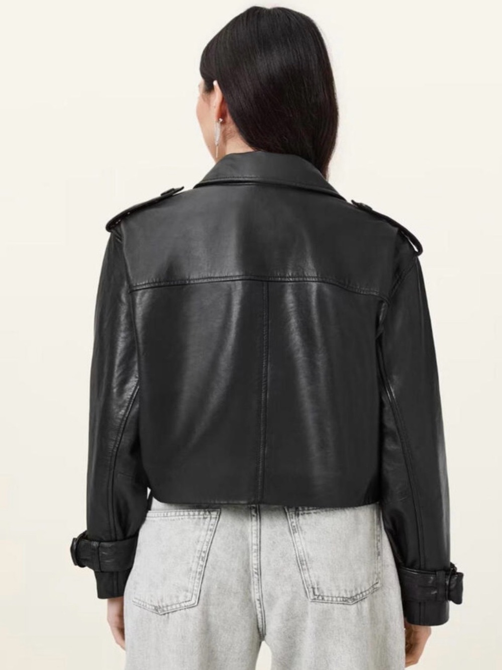 AllSaints Hendry Cropped Leather Trench—Small - Picture 6 of 9